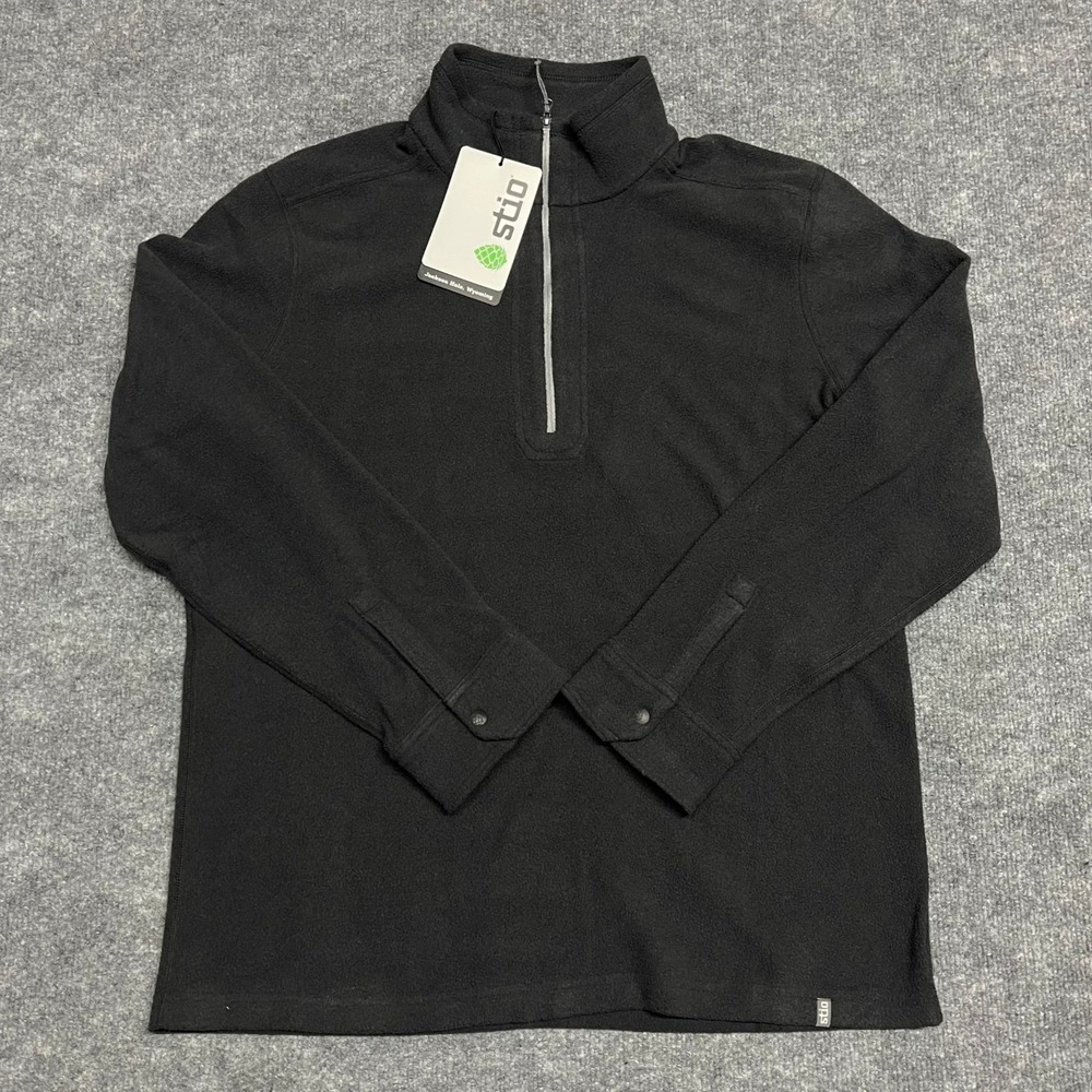 Stio Pullover Men Large Black Turpin Fleece 1/2 Zip Fleece Hiking Outdoors Light